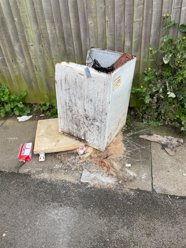 Old freezer dumped near 51 Holbeach Road -51 Holbeach Road, London, SE6 4TG