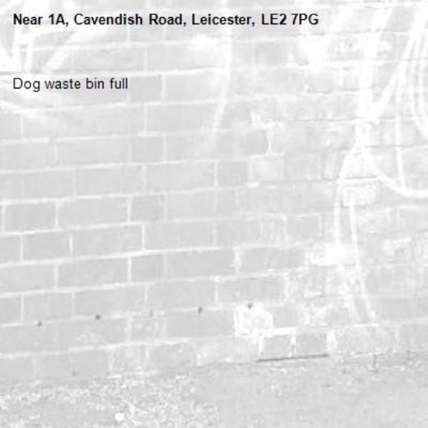 Dog waste bin full-1A, Cavendish Road, Leicester, LE2 7PG