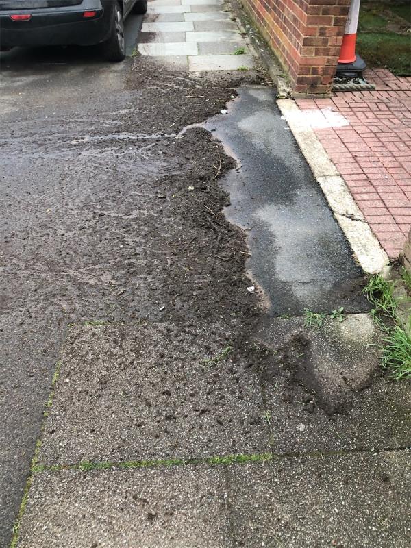 Large build up of mud on pavement -203 Rangefield Road, Bromley, BR1 4QX