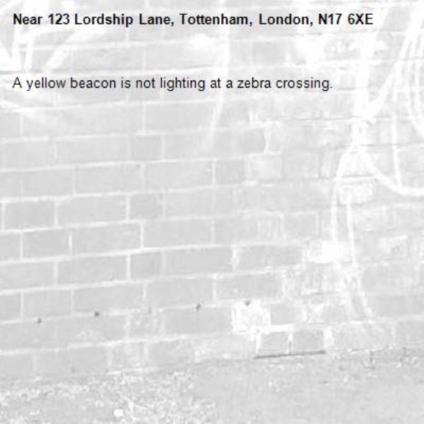 A yellow beacon is not lighting at a zebra crossing.-123 Lordship Lane, Tottenham, London, N17 6XE