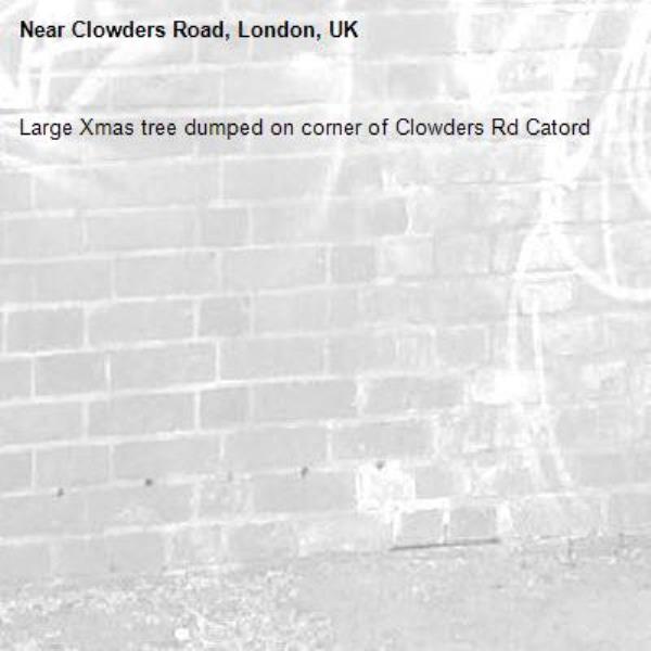 Large Xmas tree dumped on corner of Clowders Rd Catord-Clowders Road, London, UK