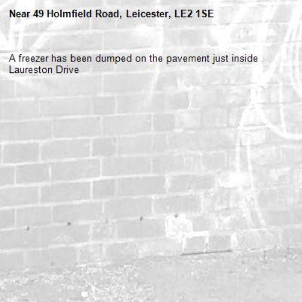 A freezer has been dumped on the pavement just inside Laureston Drive-49 Holmfield Road, Leicester, LE2 1SE