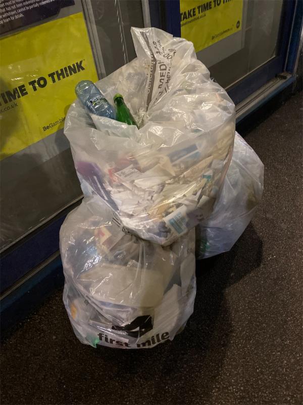 Commercial waste outside William hill -William Hill, 2B, Acacia Road, Wood Green, London, N22 5SB