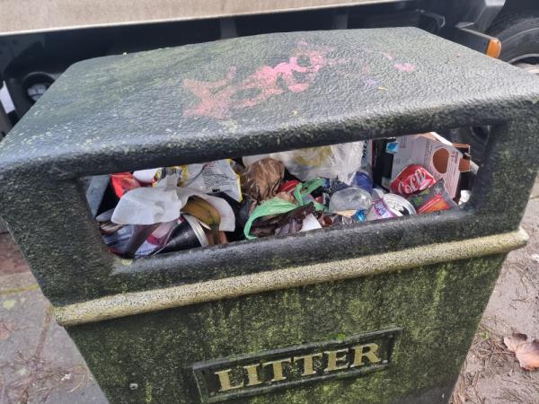 Overflowing bin in lay-by,  -162 Evington Lane, LE5 6DG, England, United Kingdom