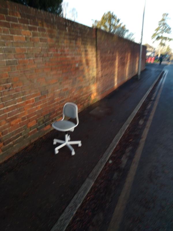 Flytipped chair no evidence taken away -17-19 Redlands Road, Reading, RG1 5HX