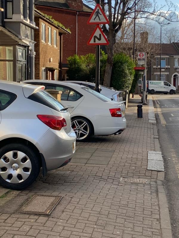 Hi, this is at 83 and 85 Stafford Road. These cars have been parked as you can see from the photographs almost blocking 2/3 or more of the payment. This payment is restricted anyway because car park on it. I have reported this before I know, everything seems to be done, please acknowledge and let me know if different department to deal with this-87 Stopford Road, Plaistow North, E13 0NA, England, United Kingdom