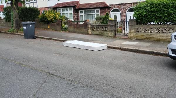 Flytipped mattress in road.-41 Priestfield Road, London, SE23 2RW