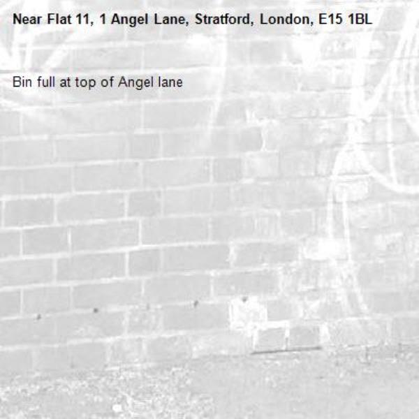 Bin full at top of Angel lane -Flat 11, 1 Angel Lane, Stratford, London, E15 1BL