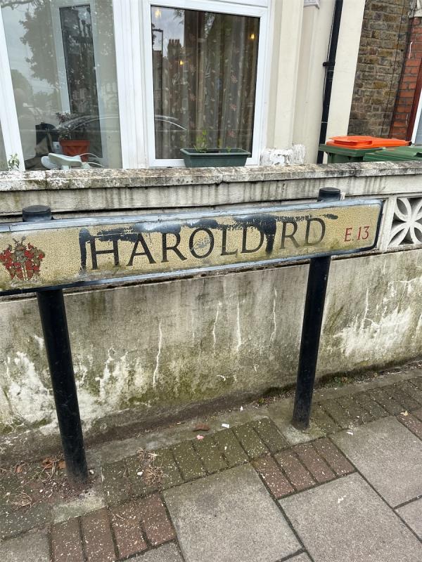 Sign needs repainting -139 Harold Road, Upton Park, London, E13 0SF