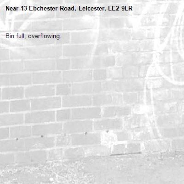 Bin full, overflowing. -13 Ebchester Road, Leicester, LE2 9LR