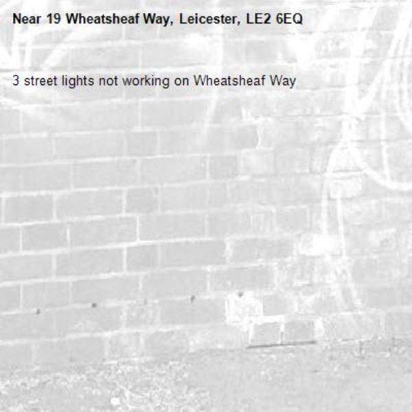 3 street lights not working on Wheatsheaf Way-19 Wheatsheaf Way, Leicester, LE2 6EQ