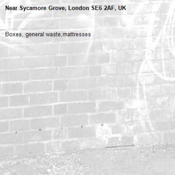 Boxes, general waste,mattresses -Sycamore Grove, London SE6 2AF, UK