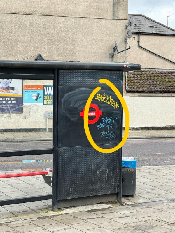 Graffiti needs removing from shelter please.-1 Chiltonian Mews, London, SE13 5FD