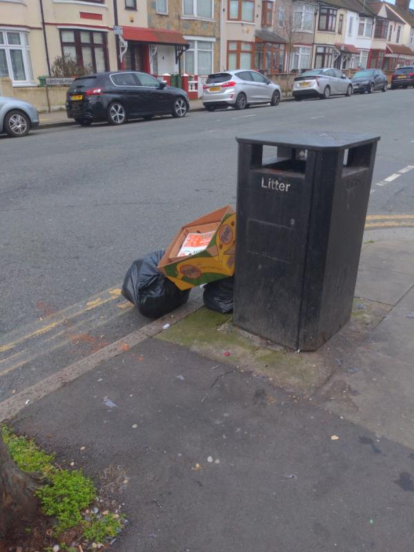 Rubbish dumped outside launderette on the corner of Mafeking Ave and Central Park Rd -147 Central Park Road, East Ham, London, E6 3DJ