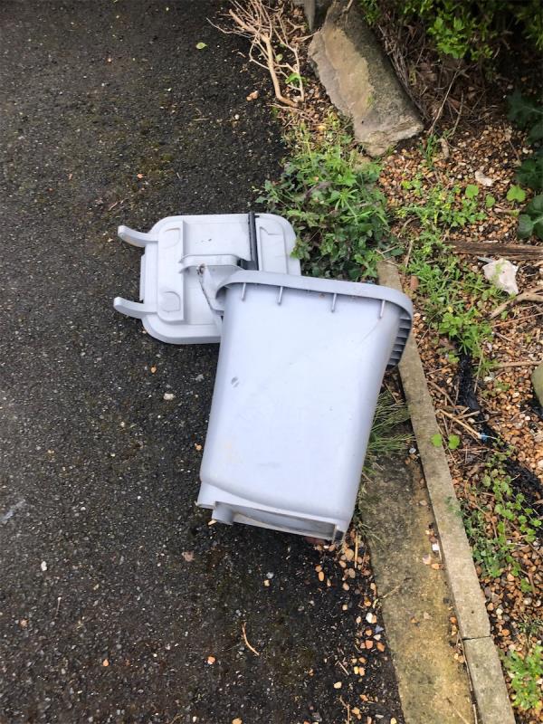 Please remove broken food waste caddy from pavement-320 Downham Way, Bromley, BR1 5NR