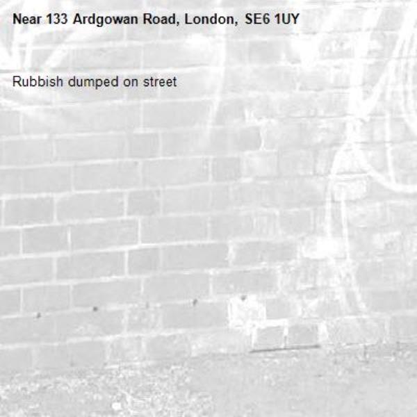 Rubbish dumped on street-133 Ardgowan Road, London, SE6 1UY