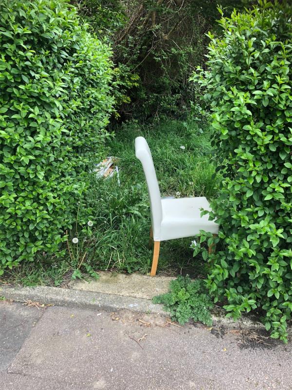 Junction of Fieldside. Road. Please clear a dumped chair and other waste from grass area-85 Old Bromley Road, Bromley, BR1 4JZ