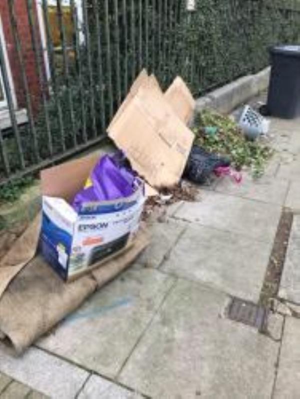 Household rubbish left on pavement. Will you please collect? Thank you.l-117 Waller Road, New Cross Gate, SE14 5LB