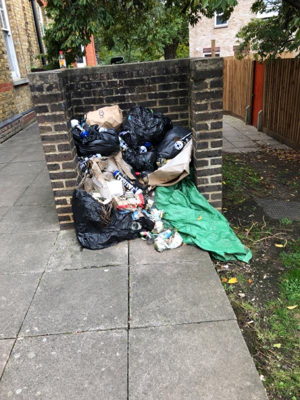 This rubbish has been left for a few weeks- nappies mean it is a health hazard -133 Dressington Avenue, Ladywell, SE4 1JQ, England, United Kingdom