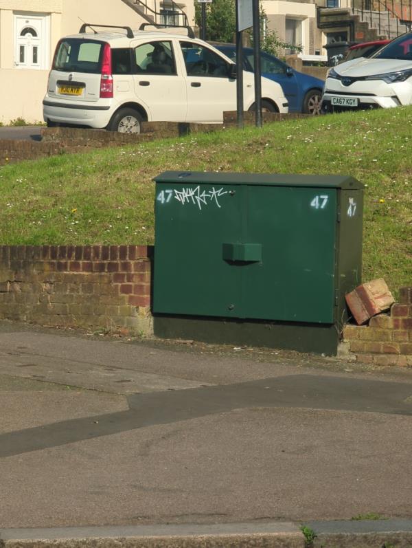 Tag on utility box-1 Campshill Place, Hither Green, London, SE13 6QG