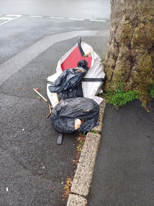 Good afternoon Please can you arrange for fly tipping to be removed from roadside  kerb. Kind regards,
-124 Dennetts Road, London, SE14 5LW