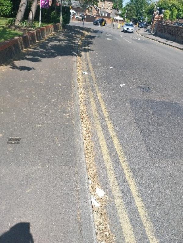 litter on road /gutter-Beacon Court, Southcote Road, Reading, RG30 2ER
