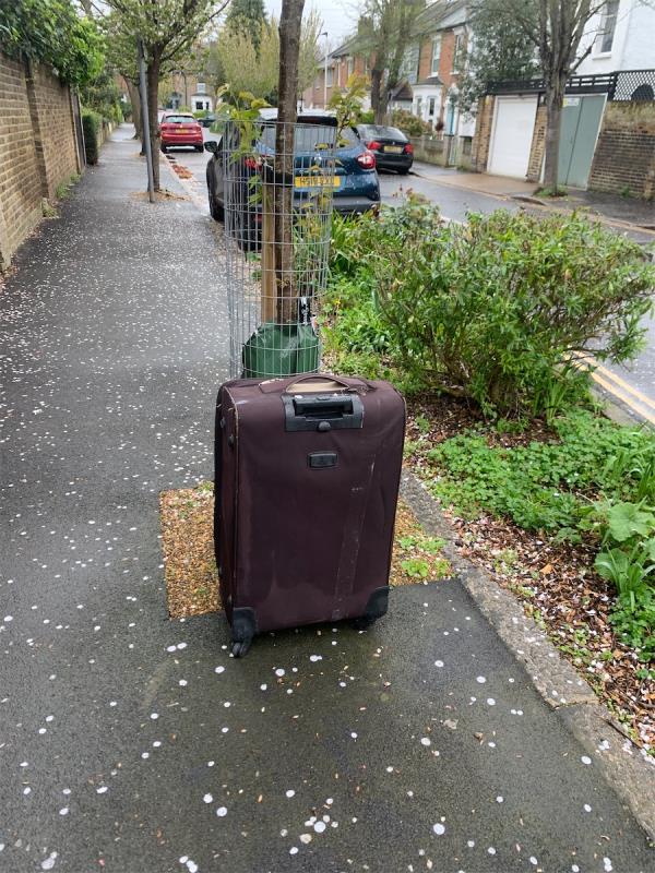 Suitcase dumped. Cumberland/ Durham rd corner. -64 Durham Road, Manor Park, London, E12 5AX