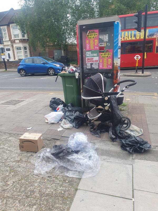 This is getting to be a joke people judt leave the rubbish outside charity shop there really needs to be a camera installed-Balmoral Road, Forest Gate, London