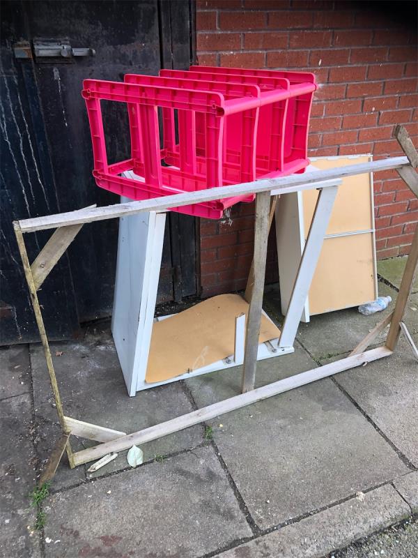 Please clear flytip from Dolphin Tower end-Shearwater Court Abinger Grove, SE8 5SR, England, United Kingdom