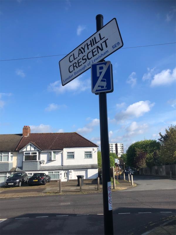 Junction of Dunkery Road. Please adjust street sign-90 Clayhill Crescent, Grove Park, London, SE9 4JB