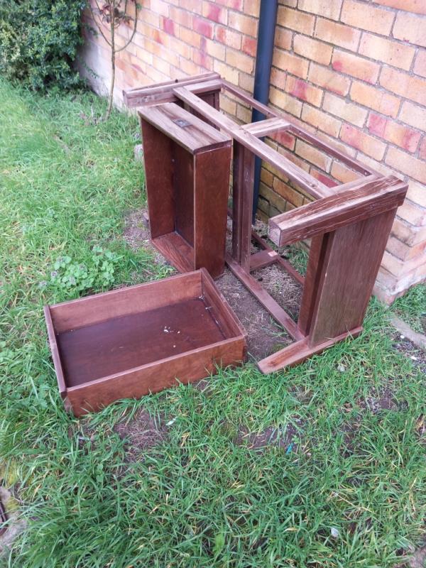 Wooden furniture left in garden area. Please dispose of. Thanks-21 Coronation Square, Reading, RG30 3QP