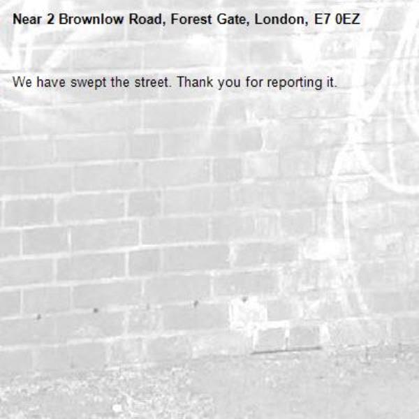We have swept the street. Thank you for reporting it.-2 Brownlow Road, Forest Gate, London, E7 0EZ