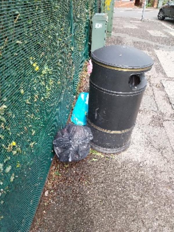 rubbish bags dumped by litter bin -1 Western Elms Avenue, Reading, RG30 2AL