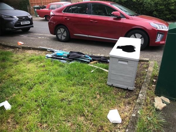 Junction of Shroffold Road. Please clear flytip from grass area-30 Ravenscar Road, Bromley, BR1 5PW