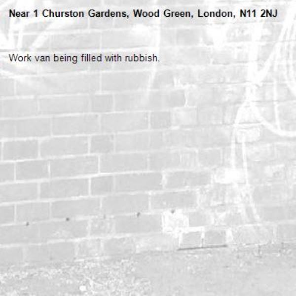Work van being filled with rubbish. -1 Churston Gardens, Wood Green, London, N11 2NJ