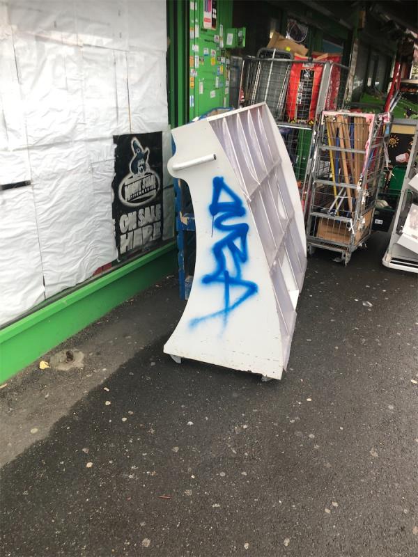 Cost cutters. Remove graffiti from news paper rack-425 Bromley Road, London, BR1 4PJ