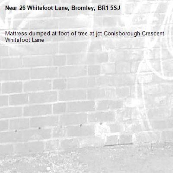 Mattress dumped at foot of tree at jct Conisborough Crescent Whitefoot Lane-26 Whitefoot Lane, Bromley, BR1 5SJ