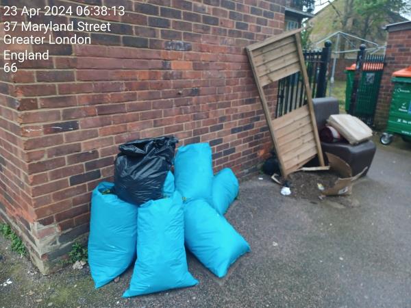 Dumped by local tenants outside block 38 -52 maryland Street,  next to the courtyard. -37 Maryland Street, Stratford, London, E15 1JD