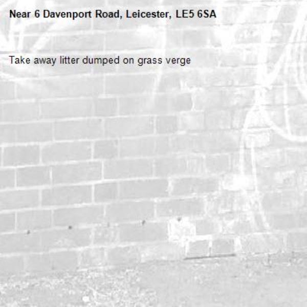 Take away litter dumped on grass verge-6 Davenport Road, Leicester, LE5 6SA