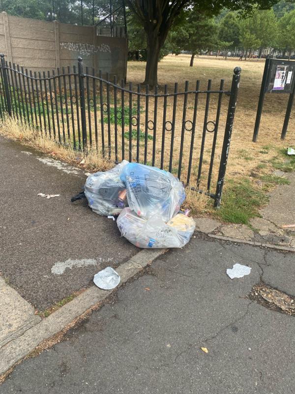 Waste left at entrance to star park on Clifton road. -2 Avondale Road, Canning Town, E16 4RQ