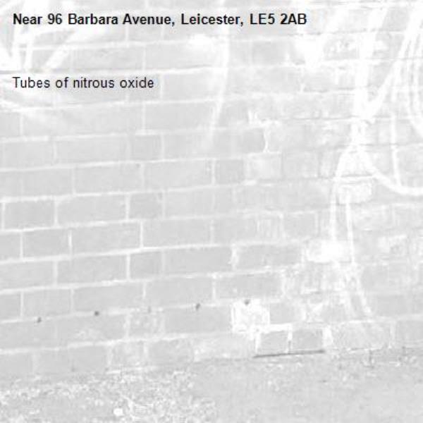 Tubes of nitrous oxide-96 Barbara Avenue, Leicester, LE5 2AB