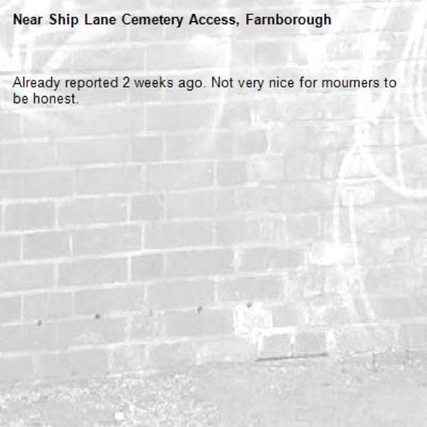 Already reported 2 weeks ago. Not very nice for mourners to be honest.-Ship Lane Cemetery Access, Farnborough