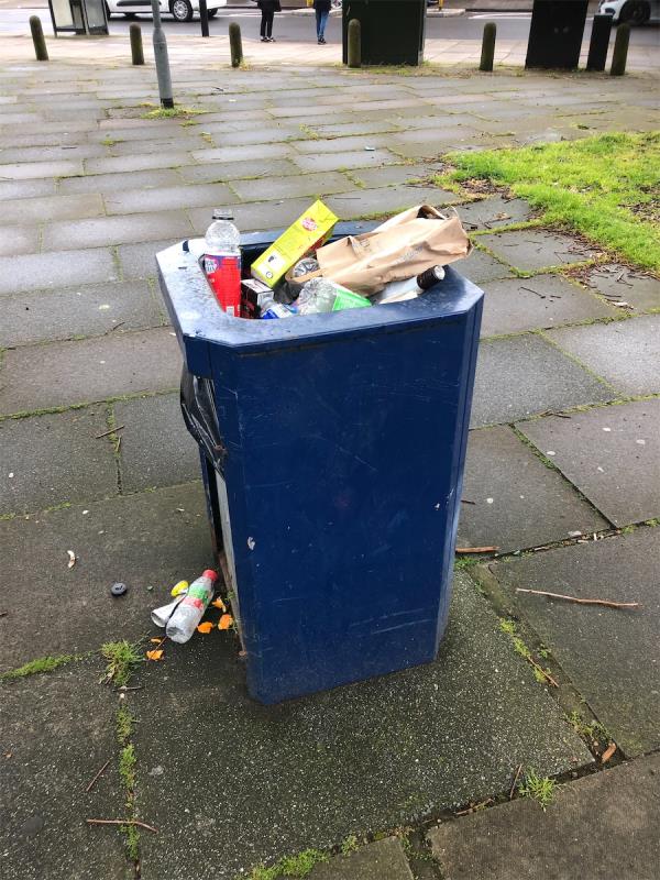 Litter bin at Eltham Road end of Leegate Shopping centre. Please empty litter bin -Coral, 10 Leegate, Grove Park, London, SE12 8SS