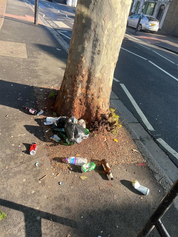 Bottles and cans strewn on the street
-41 St Bernards Road, East Ham, London, E6 1PF