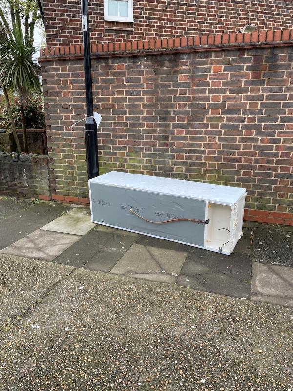 Fridge freezer dumped on pavement-1 Jenkins Road, Plaistow, London, E13 8NR