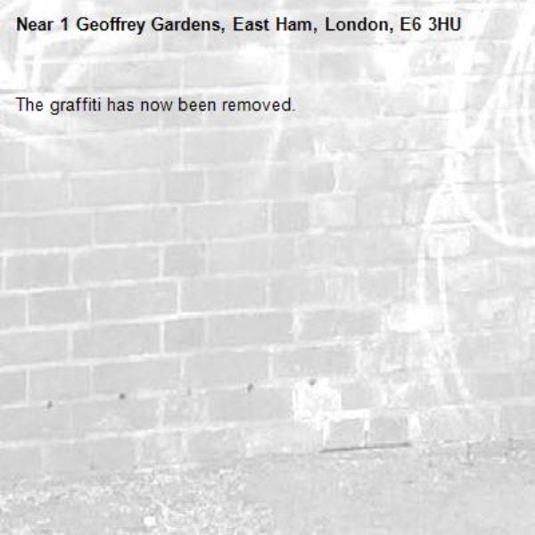 The graffiti has now been removed.-1 Geoffrey Gardens, East Ham, London, E6 3HU