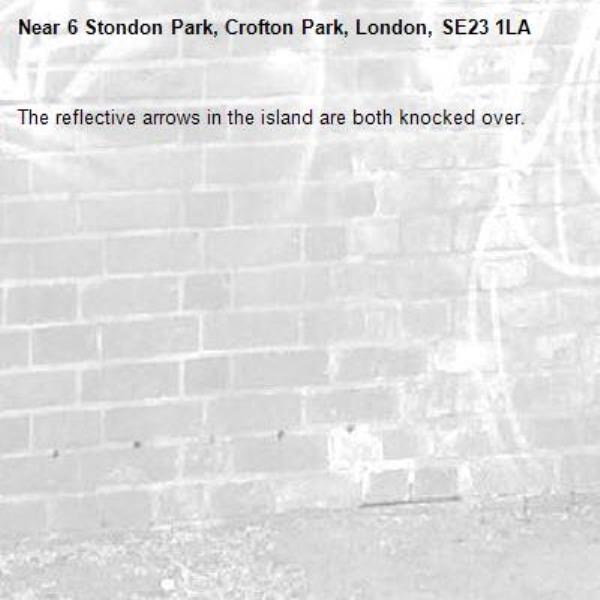 The reflective arrows in the island are both knocked over. -6 Stondon Park, Crofton Park, London, SE23 1LA