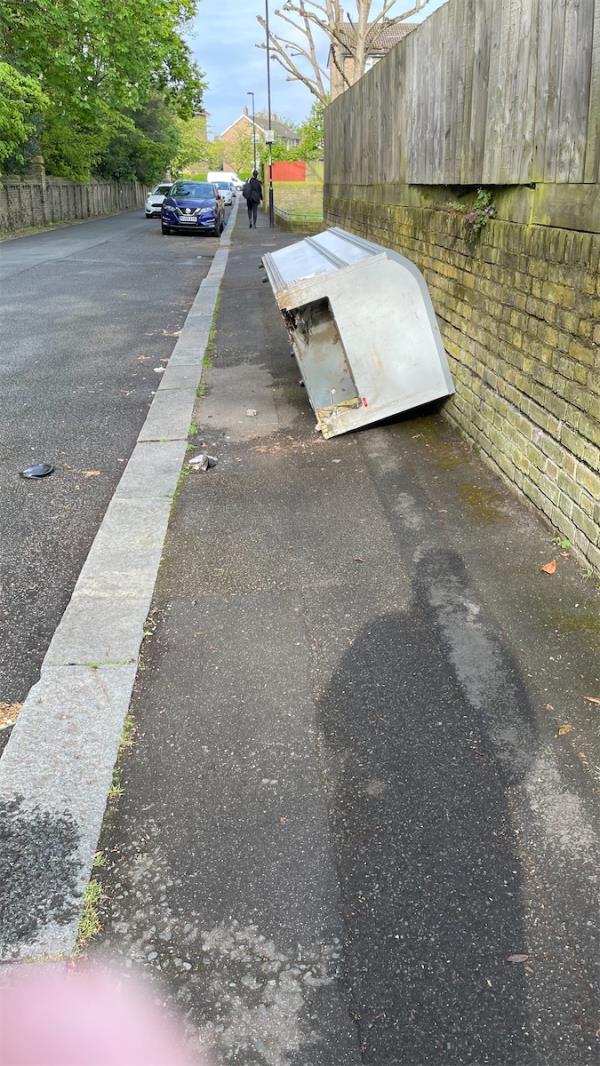 Large commercial chest freezer dumped on Ivy Road. -32 Ivy Road, Crofton Park, London, SE4 1YS
