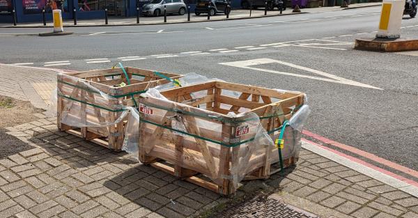 2 crates dumped-123-125 Stanstead Road, Catford, London, SE23 1HH