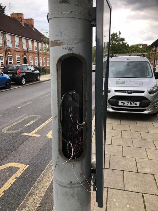 Inspection panel is missing on telegraph pole-21 Waters Road, Hither Green, SE6 1UD, England, United Kingdom